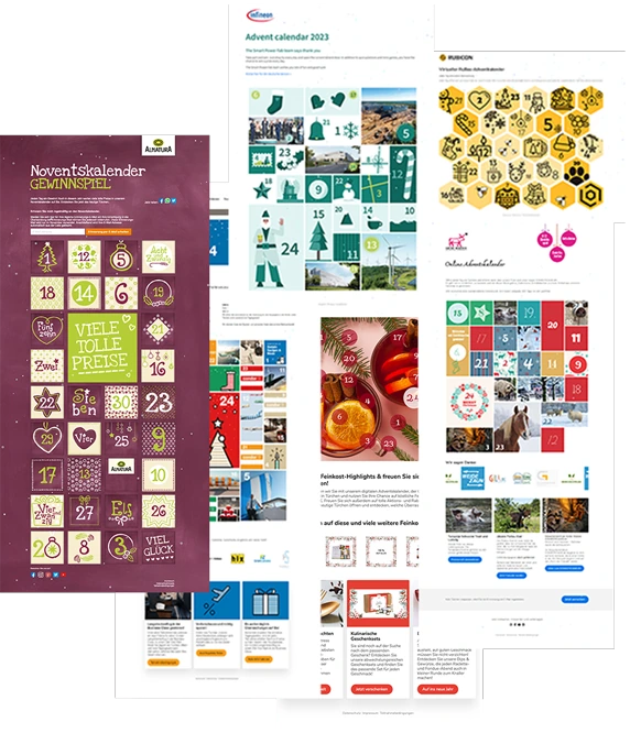 Individuell gestaltete Hauptseite eines digitalen Adventskalenders